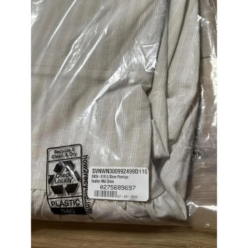 NWT! Seven Wonders Heather Midi Dress in Stone Pinstripe Size Large - Picture 3 of 5